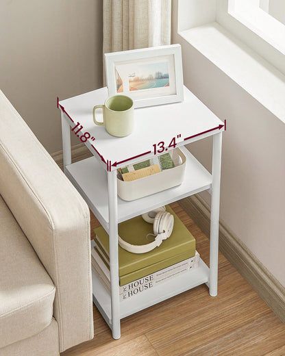VASAGLE Side Table, Small End Table, Tall Nightstand For Living Room, Bedroom, Office, Bathroom, White