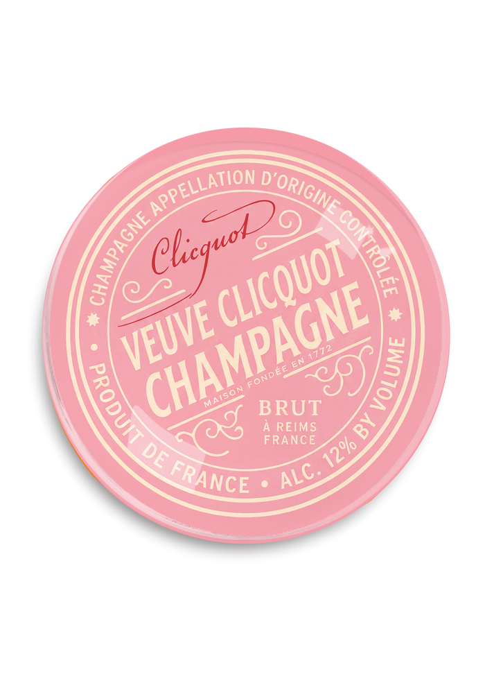 Veuve Cliciquot Champagne Rosé (Pink) Round Decoupage Tray