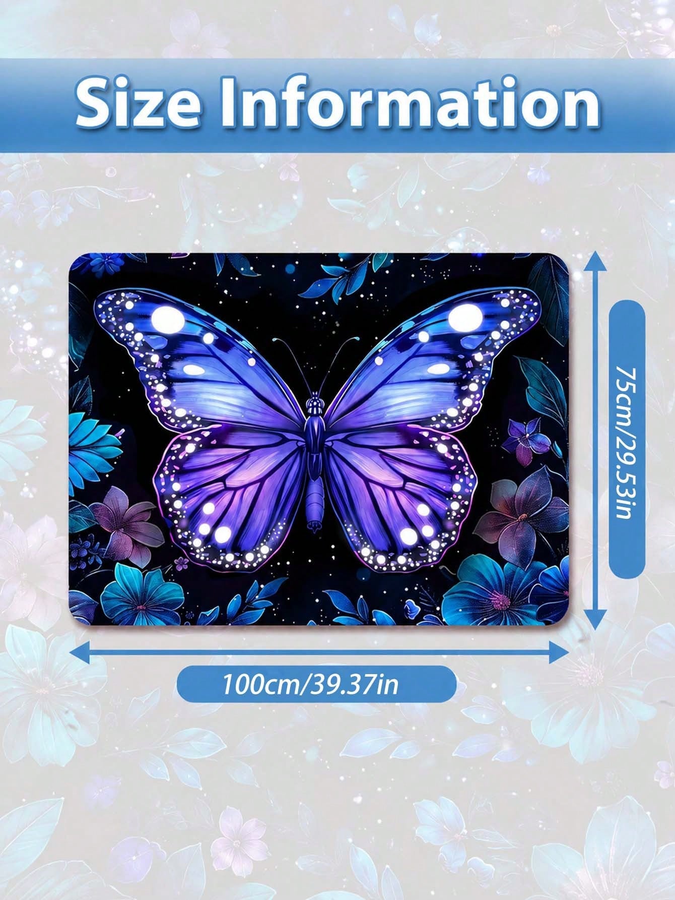 Vibrant Purple Butterfly Floral Print Car Trunk Mat, Universal Non-Slip Wear-Resistant Washable Cargo Liner, Pet-Friendly Trunk Protector, Fashionable Car Interior Accessory, Suitable For All Car Mode