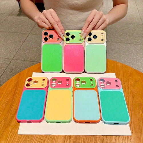 Vibrant Tri-Color Block High-End Phone Case For IPhone 17-14 Pro Max, Business Luxury Anti-Fingerprint Anti-Drop Shockproof Back Cover