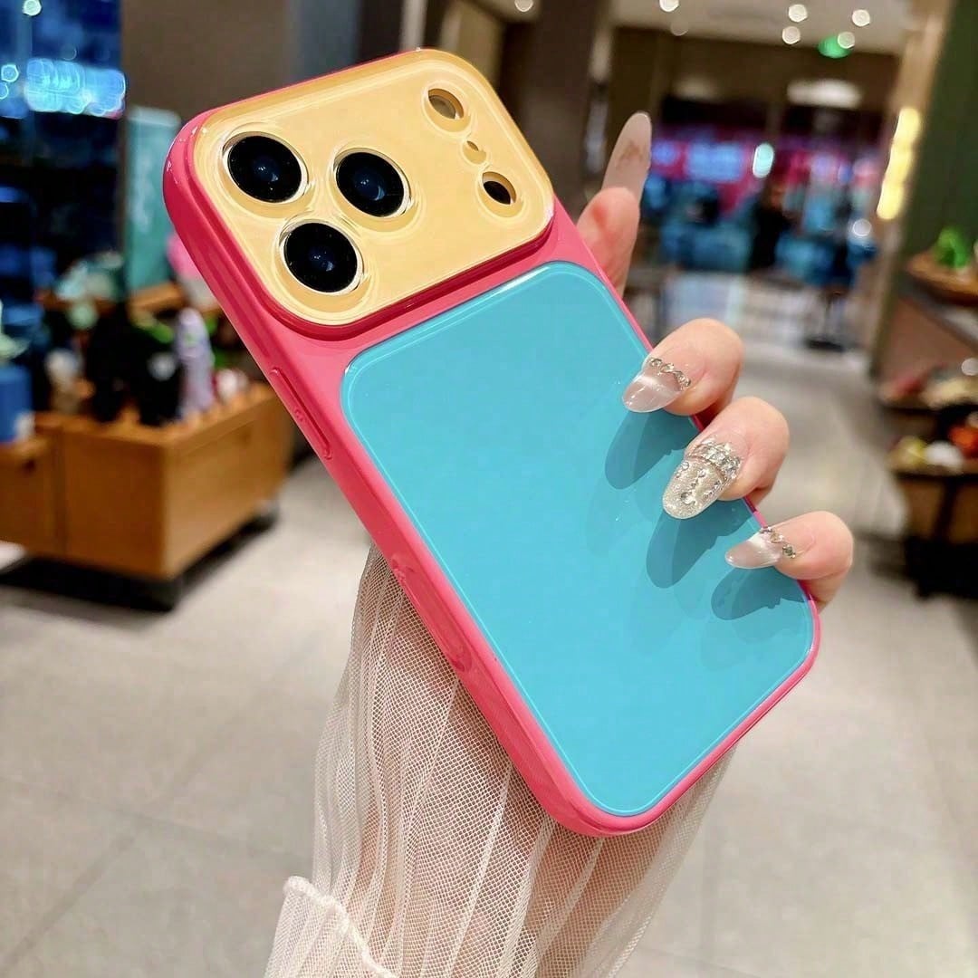 Vibrant Tri-Color Block High-End Phone Case For IPhone 17-14 Pro Max, Business Luxury Anti-Fingerprint Anti-Drop Shockproof Back Cover