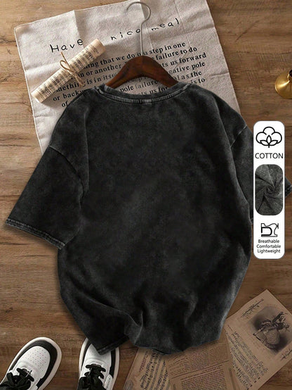 Vintage Book Lover "Book Of The Day" Text Print Short Sleeve T-Shirt, Niche Design Top, Plus Size Women's Casual Cotton T-Shirt Black Summer