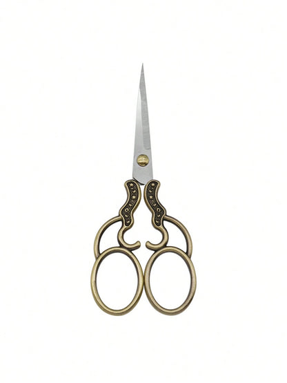 Vintage Copper-Plated Stainless Steel Scissors, With Storage Bag, Suitable For Thread Cutting, Embroidery And Sewing Crafts, Sewing Accessories, Craft Scissors, Beauty Tools Retro Small Scissors