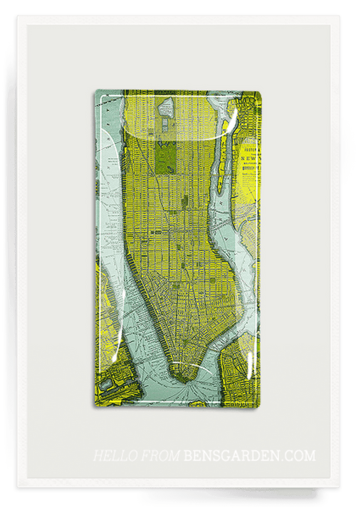 Vintage New York City Ferry Map No. 1 Decoupage Map Glass Tray - Ben's Garden