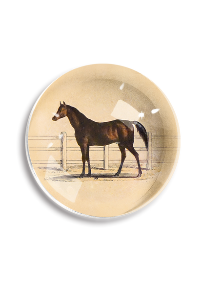 Vintage Noble Horse French Crystal Dome Paperweight