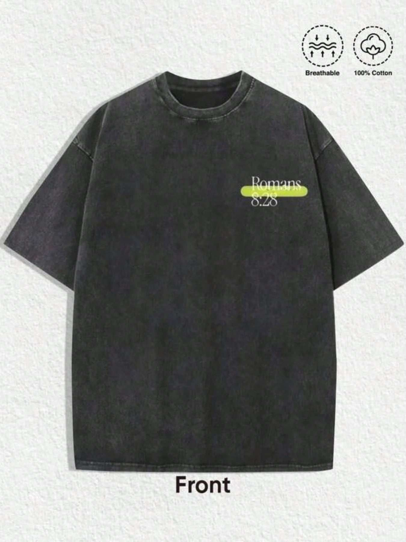 Vintage Washed T-Shirt Double Sided Printed (230 Pure Cotton T-Shirt) God Is Working It All Out Romans Graphic, Comfortable, Fashionable T-Shirt