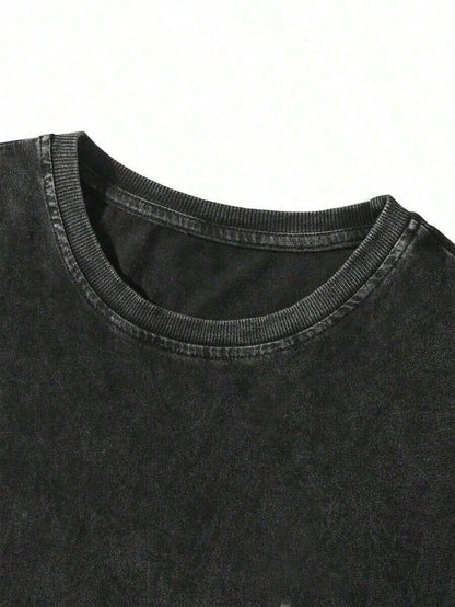 Vintage Washed Unisex Rose Pattern Vintage Washed Cotton T-Hirt, Pink Ummer Tops Free People Inspired Clothes Graphic Tees Women Vestidos Elegantes