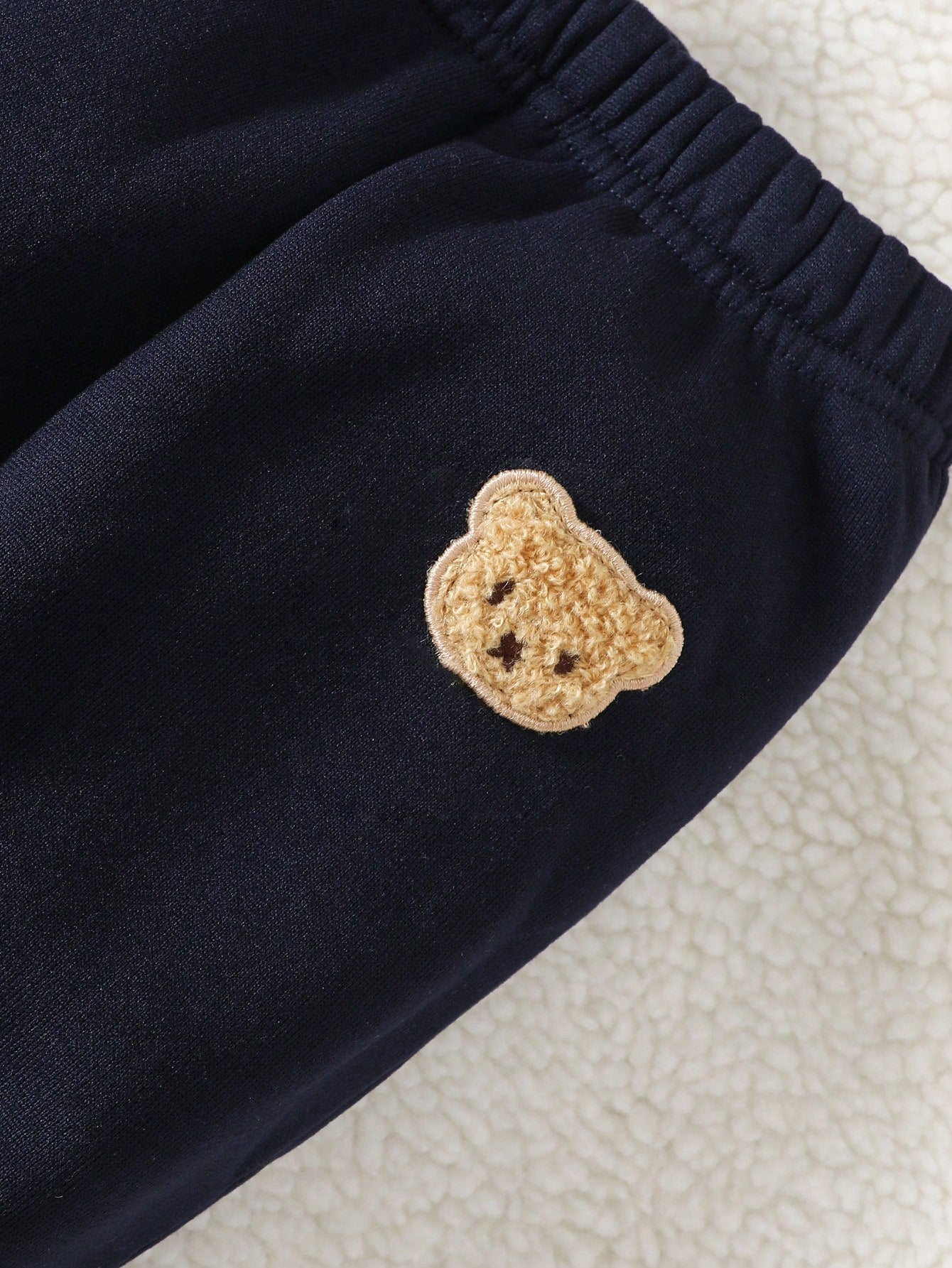 Vintaside Kids 3pcs/Set Baby Boys Black And White Crew Neck Sweatshirt Bear Patch Zip-Up Hooded Vest JacketPants Navy Blue Autumn Matching Family Outfit