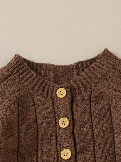 Vintaside Kids Baby Boy Button Front Raglan Sleeve Knit Jumpsuit & Hat