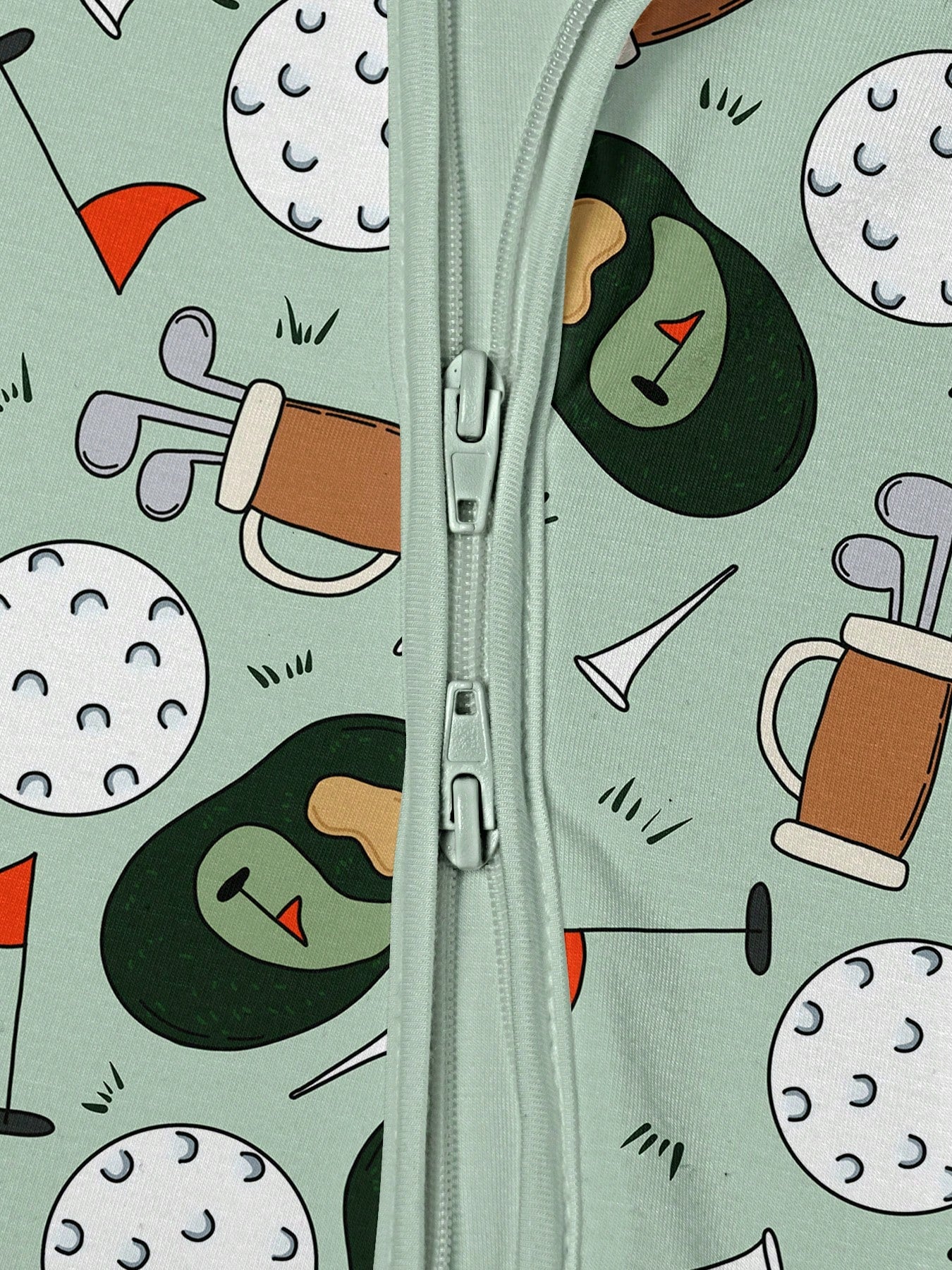 VISIKIDS Baby Bamboo Viscose Golf & Avocado Print Long Sleeve 2-Way Zip Up Romper, One Piece Outfit For Newborn Infants 0-24M, Sage Green