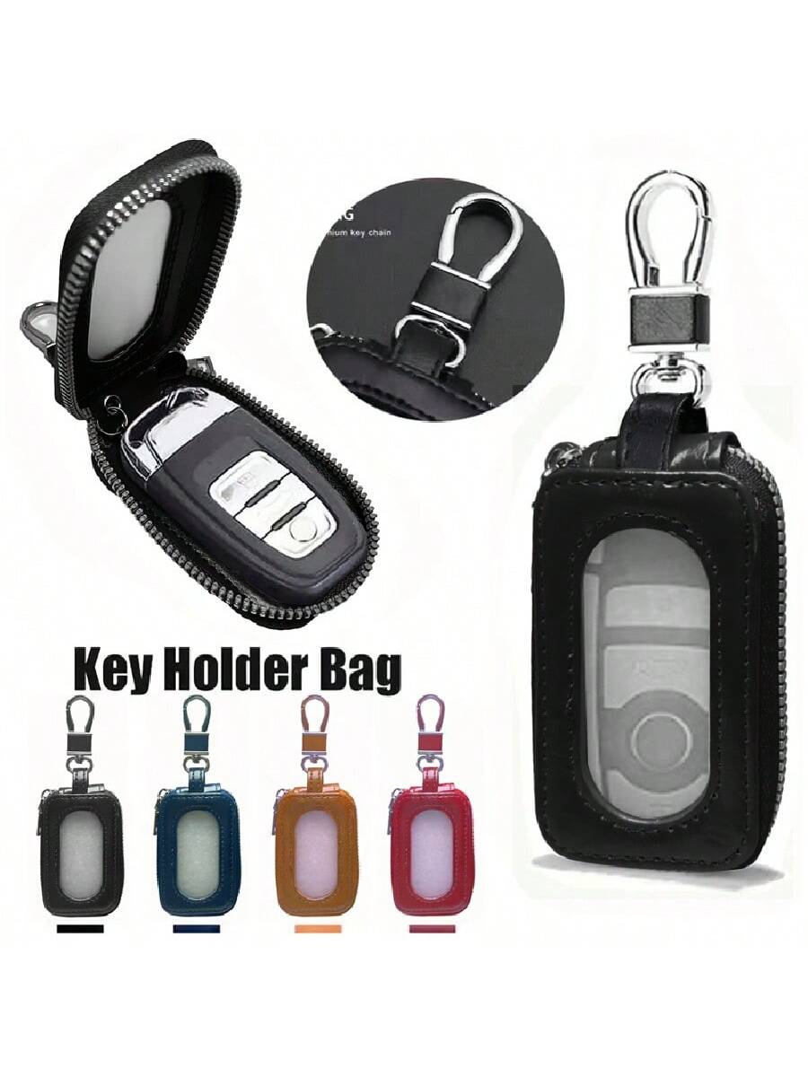 Visual Mirror Window Car Key Protector Bag Leather Key Holder Mini Auto Key Pocket Case PU Leather Keyring Wallet Zip Bag Car Key Holder Car Key Ring Christmas Gift Bridesmaid Gifts Funny Gift Teacher