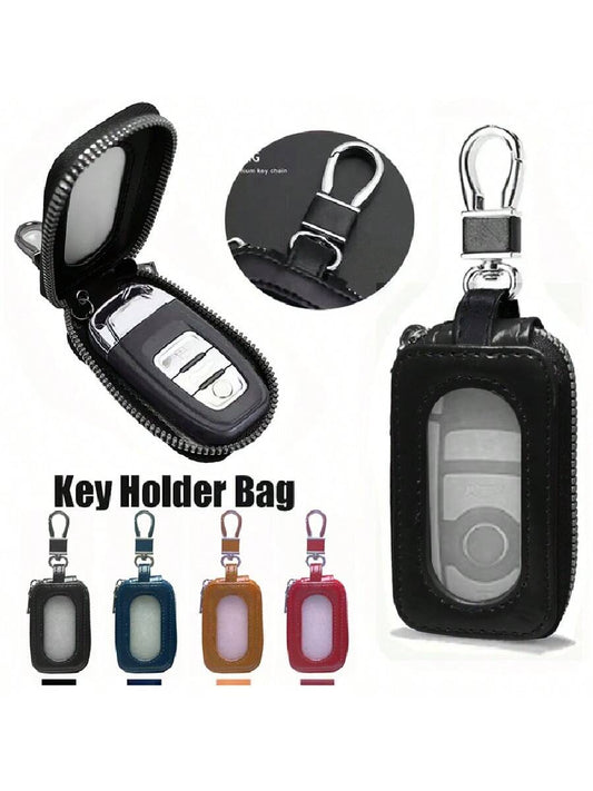 Visual Mirror Window Car Key Protector Bag Leather Key Holder Mini Auto Key Pocket Case PU Leather Keyring Wallet Zip Bag Car Key Holder Car Key Ring Christmas Gift Bridesmaid Gifts Funny Gift Teacher