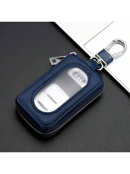 Visual Mirror Window Car Key Protector Bag Leather Key Holder Mini Auto Key Pocket Case PU Leather Keyring Wallet Zip Bag Car Key Holder Car Key Ring Christmas Gift Bridesmaid Gifts Funny Gift Teacher