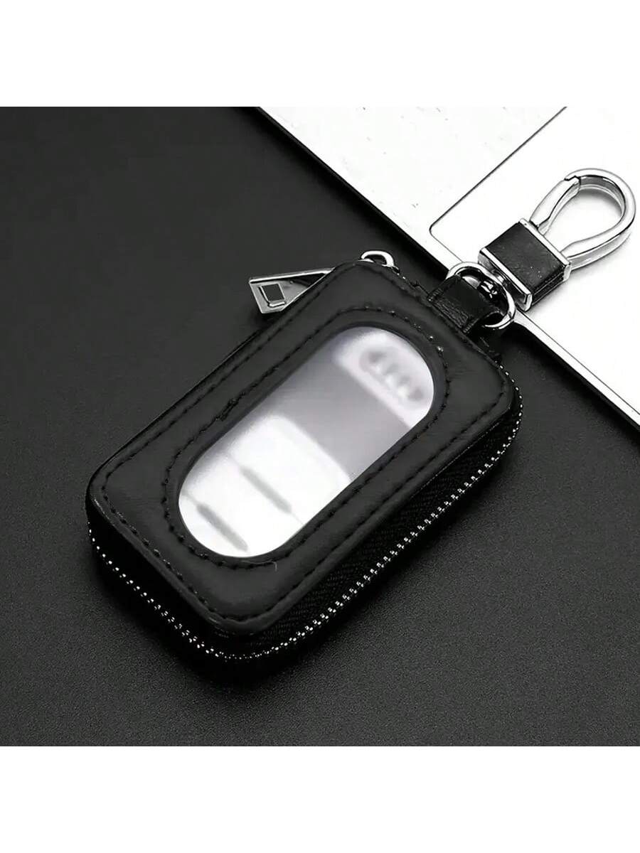 Visual Mirror Window Car Key Protector Bag Leather Key Holder Mini Auto Key Pocket Case PU Leather Keyring Wallet Zip Bag Car Key Holder Car Key Ring Christmas Gift Bridesmaid Gifts Funny Gift Teacher