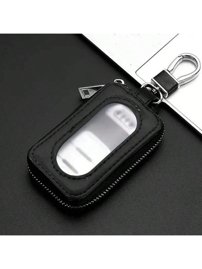 Visual Mirror Window Car Key Protector Bag Leather Key Holder Mini Auto Key Pocket Case PU Leather Keyring Wallet Zip Bag Car Key Holder Car Key Ring Christmas Gift Bridesmaid Gifts Funny Gift Teacher