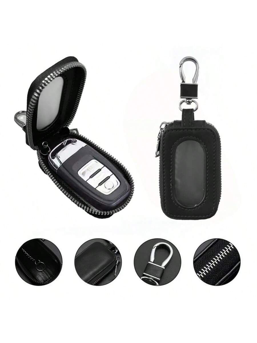 Visual Mirror Window Car Key Protector Bag Leather Key Holder Mini Auto Key Pocket Case PU Leather Keyring Wallet Zip Bag Car Key Holder Car Key Ring Christmas Gift Bridesmaid Gifts Funny Gift Teacher