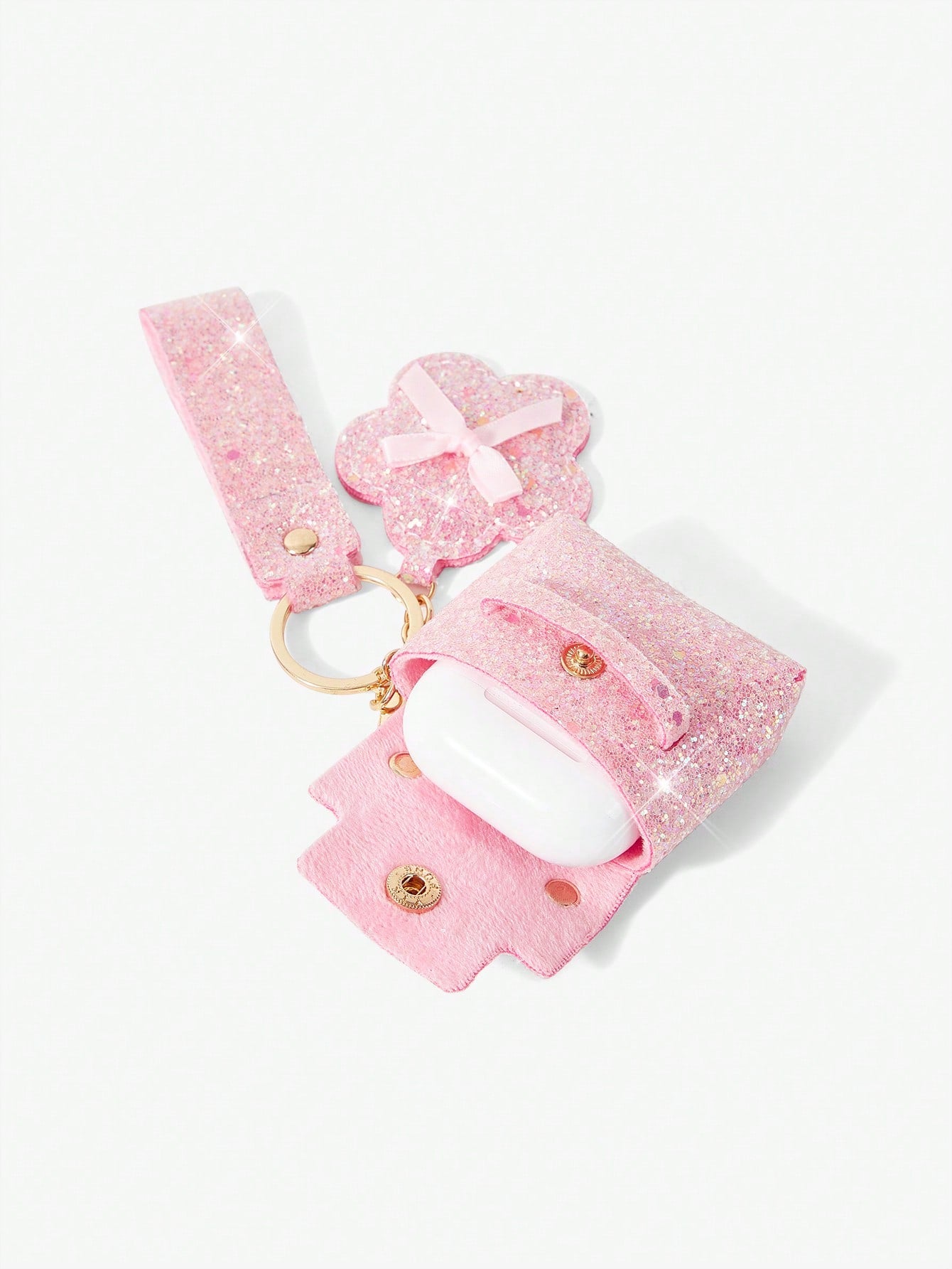 Viva Strut Ladies Fashionable Sweet Cool Spice Girl Shiny Headphone Bag Pendant Small Mirror Mini Bag Keychain Korean Version Pendant Bag Storage Glitter Pendant