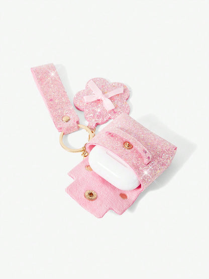 Viva Strut Ladies Fashionable Sweet Cool Spice Girl Shiny Headphone Bag Pendant Small Mirror Mini Bag Keychain Korean Version Pendant Bag Storage Glitter Pendant