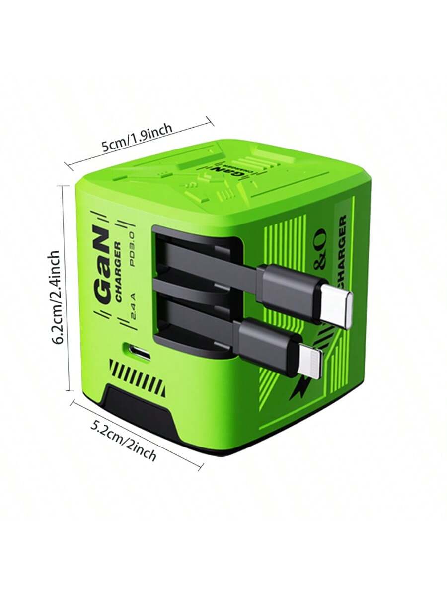 W&O 2025 New 120W Phone Charger, GaN Fast Charging Charger-Easily Enhance Your Charging Game: Efficient USB-C Foldable Travel Charger With 2 Cables,With 1 Type C Port- Suitable For Charging Various E
