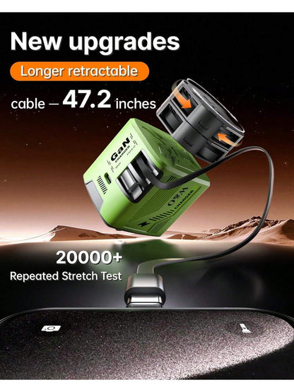 W&O 2025 New 120W Phone Charger, GaN Fast Charging Charger-Easily Enhance Your Charging Game: Efficient USB-C Foldable Travel Charger With 2 Cables,With 1 Type C Port- Suitable For Charging Various E