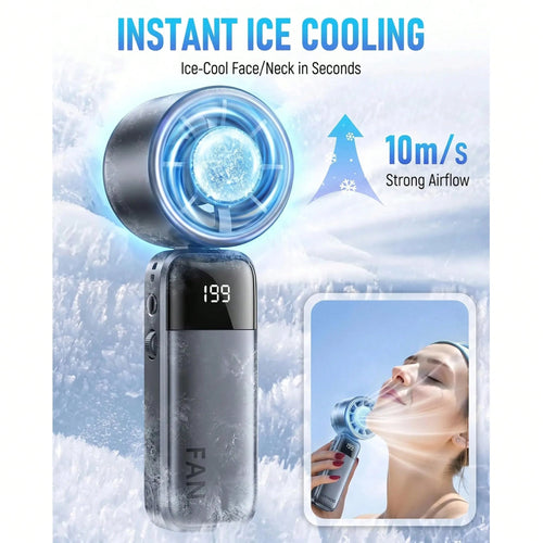 W&O 2026 New Mini Ice Cooling Portable Handheld Fan, Pocket Personal Fan With Rechargeable Battery, 20hrs Long-Lasting Work, 199 Speed Wind With High-Speed Motor, For Travel/Work/Indoor/Outdoor