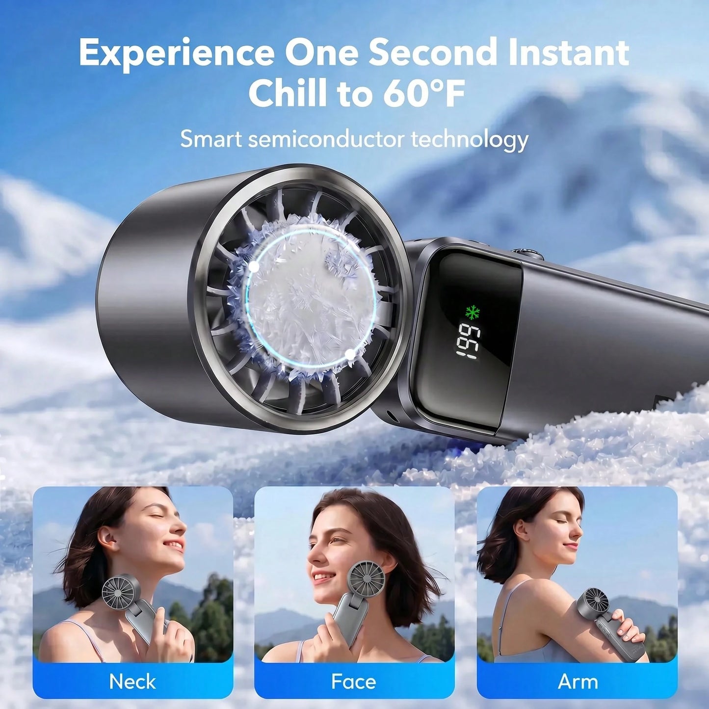 W&O 2026 New Mini Ice Cooling Portable Handheld Fan, Pocket Personal Fan With Rechargeable Battery, 20hrs Long-Lasting Work, 199 Speed Wind With High-Speed Motor, For Travel/Work/Indoor/Outdoor