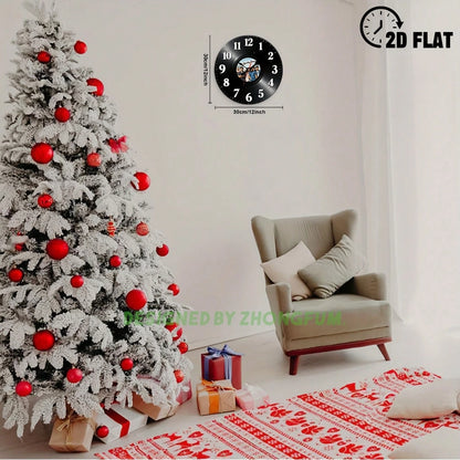 Wall Clock Decoration, With A Photo Of A Band In The Center. 2D Flat Pattern Wooden Silent Non-Ticking Bedroom Clock, Suitable For School