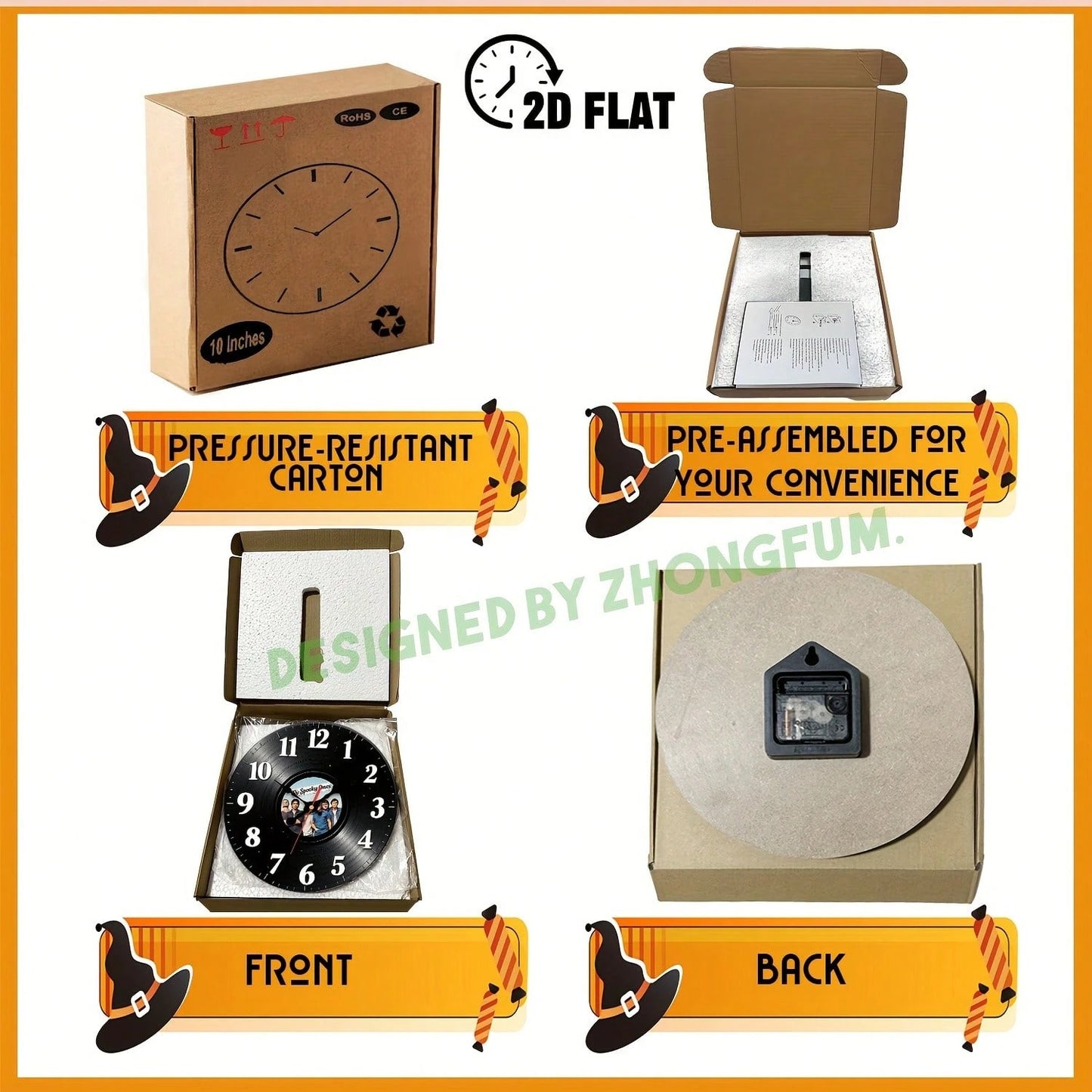 Wall Clock Decoration, With A Photo Of A Band In The Center. 2D Flat Pattern Wooden Silent Non-Ticking Bedroom Clock, Suitable For School