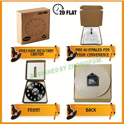 Wall Clock Decoration, With A Photo Of A Band In The Center. 2D Flat Pattern Wooden Silent Non-Ticking Bedroom Clock, Suitable For School
