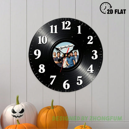 Wall Clock Decoration, With A Photo Of A Band In The Center. 2D Flat Pattern Wooden Silent Non-Ticking Bedroom Clock, Suitable For School
