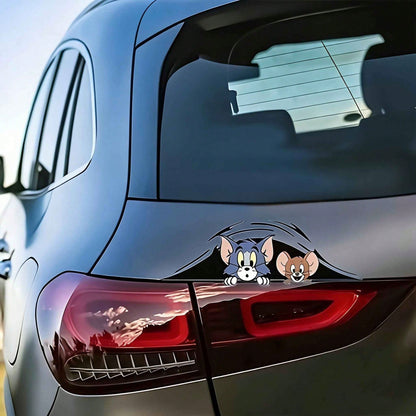 Warner Bros 1pc Cartoon Jerry Mouse Car Fuel Tank Sticker, Automotive Exterior Decal For Sun Shade, Anti-Scratch, Applicable To Car Body, Door, Full Wrap, Trunk, Hood, Creative, Perfect Gift For 10 Ho