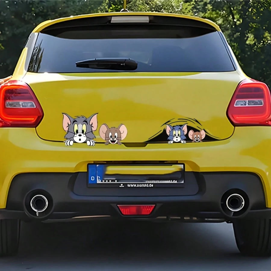 Warner Bros 1pc Cartoon Jerry Mouse Car Fuel Tank Sticker, Automotive Exterior Decal For Sun Shade, Anti-Scratch, Applicable To Car Body, Door, Full Wrap, Trunk, Hood, Creative, Perfect Gift For 10 Ho