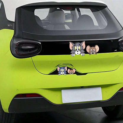 Warner Bros 1pc Cartoon Jerry Mouse Car Fuel Tank Sticker, Automotive Exterior Decal For Sun Shade, Anti-Scratch, Applicable To Car Body, Door, Full Wrap, Trunk, Hood, Creative, Perfect Gift For 10 Ho