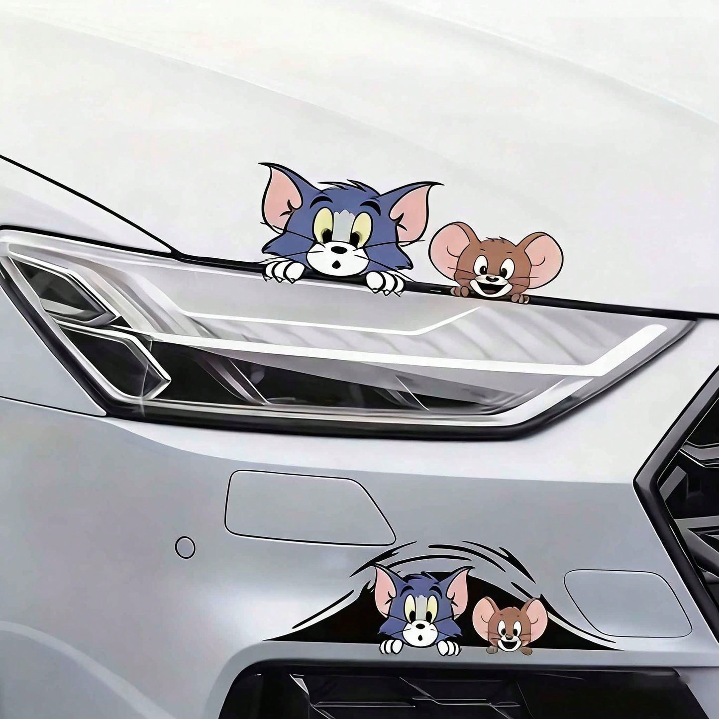 Warner Bros 1pc Cartoon Jerry Mouse Car Fuel Tank Sticker, Automotive Exterior Decal For Sun Shade, Anti-Scratch, Applicable To Car Body, Door, Full Wrap, Trunk, Hood, Creative, Perfect Gift For 10 Ho