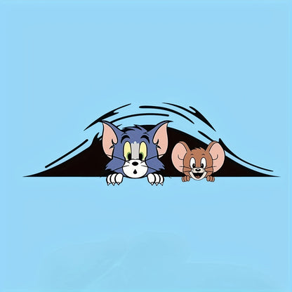 Warner Bros 1pc Cartoon Jerry Mouse Car Fuel Tank Sticker, Automotive Exterior Decal For Sun Shade, Anti-Scratch, Applicable To Car Body, Door, Full Wrap, Trunk, Hood, Creative, Perfect Gift For 10 Ho