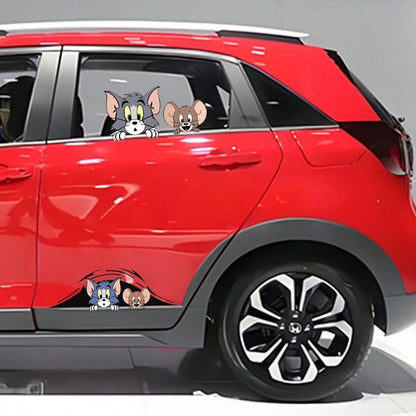 Warner Bros 1pc Cartoon Jerry Mouse Car Fuel Tank Sticker, Automotive Exterior Decal For Sun Shade, Anti-Scratch, Applicable To Car Body, Door, Full Wrap, Trunk, Hood, Creative, Perfect Gift For 10 Ho