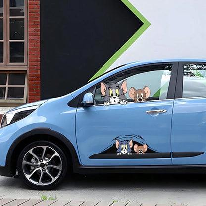 Warner Bros 1pc Cartoon Jerry Mouse Car Fuel Tank Sticker, Automotive Exterior Decal For Sun Shade, Anti-Scratch, Applicable To Car Body, Door, Full Wrap, Trunk, Hood, Creative, Perfect Gift For 10 Ho