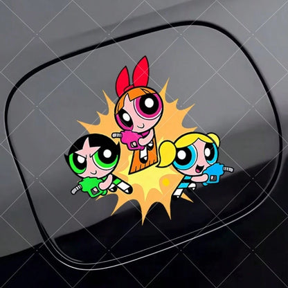 Warner Bros 1Pc The Powerpuff Girls Car Exterior Stickers Fuel Tank Cover Stickers For Cars Sunscreen For Cars Scratch-Resistant Car Exterior Accessories, Suitable For Car Body Stickers, Side Door Sti