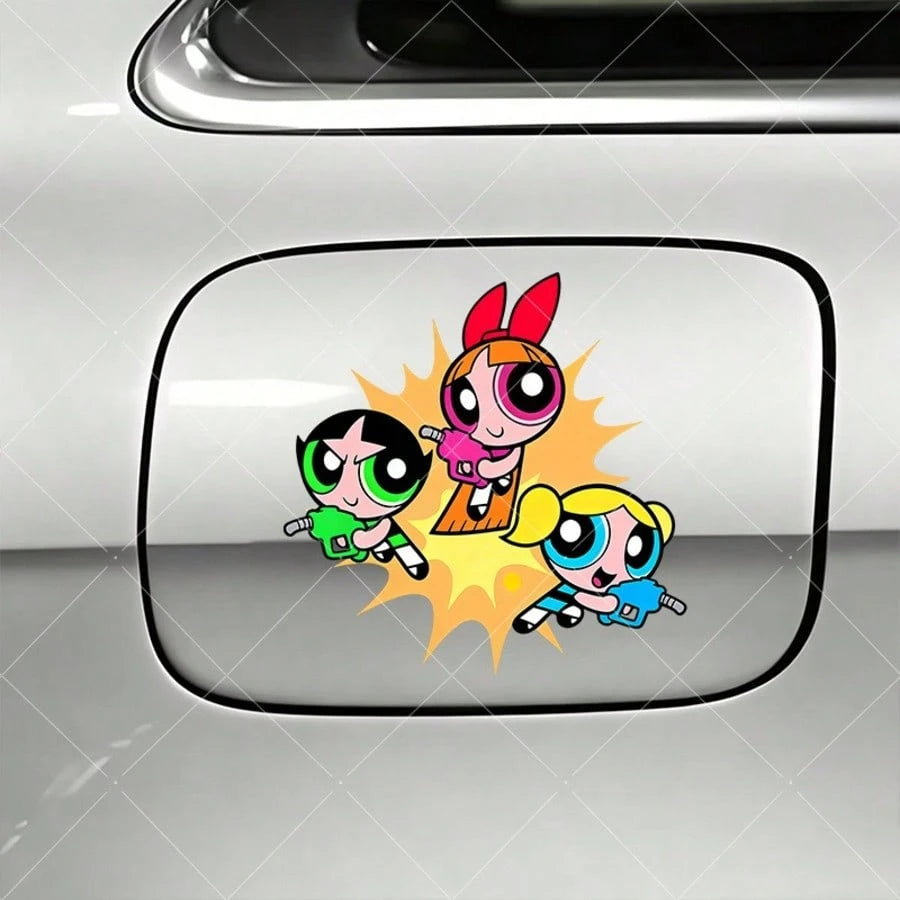 Warner Bros 1Pc The Powerpuff Girls Car Exterior Stickers Fuel Tank Cover Stickers For Cars Sunscreen For Cars Scratch-Resistant Car Exterior Accessories, Suitable For Car Body Stickers, Side Door Sti