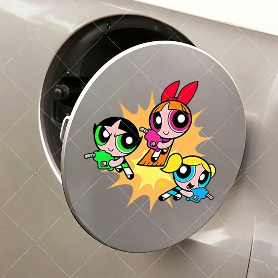 Warner Bros 1Pc The Powerpuff Girls Car Exterior Stickers Fuel Tank Cover Stickers For Cars Sunscreen For Cars Scratch-Resistant Car Exterior Accessories, Suitable For Car Body Stickers, Side Door Sti