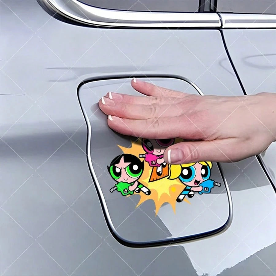 Warner Bros 1Pc The Powerpuff Girls Car Exterior Stickers Fuel Tank Cover Stickers For Cars Sunscreen For Cars Scratch-Resistant Car Exterior Accessories, Suitable For Car Body Stickers, Side Door Sti