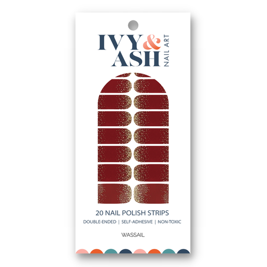 Wassail | Deep Red Gold Glitter Christmas Holiday Nail Wraps