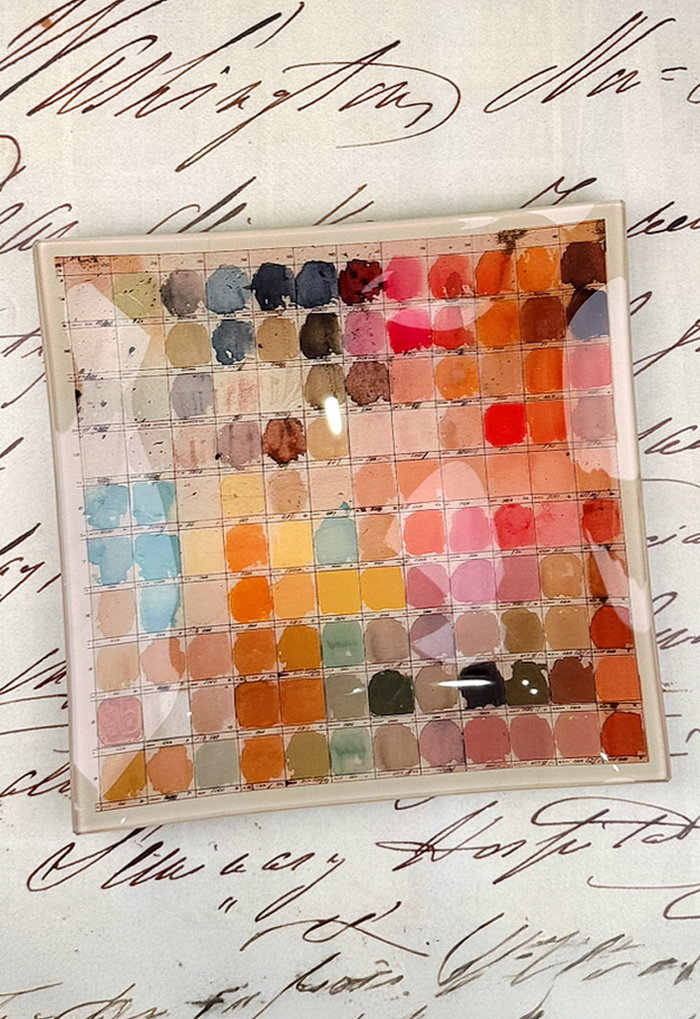 Watercolor Artist's Palette Decoupage Glass Tray - Ben's Garden