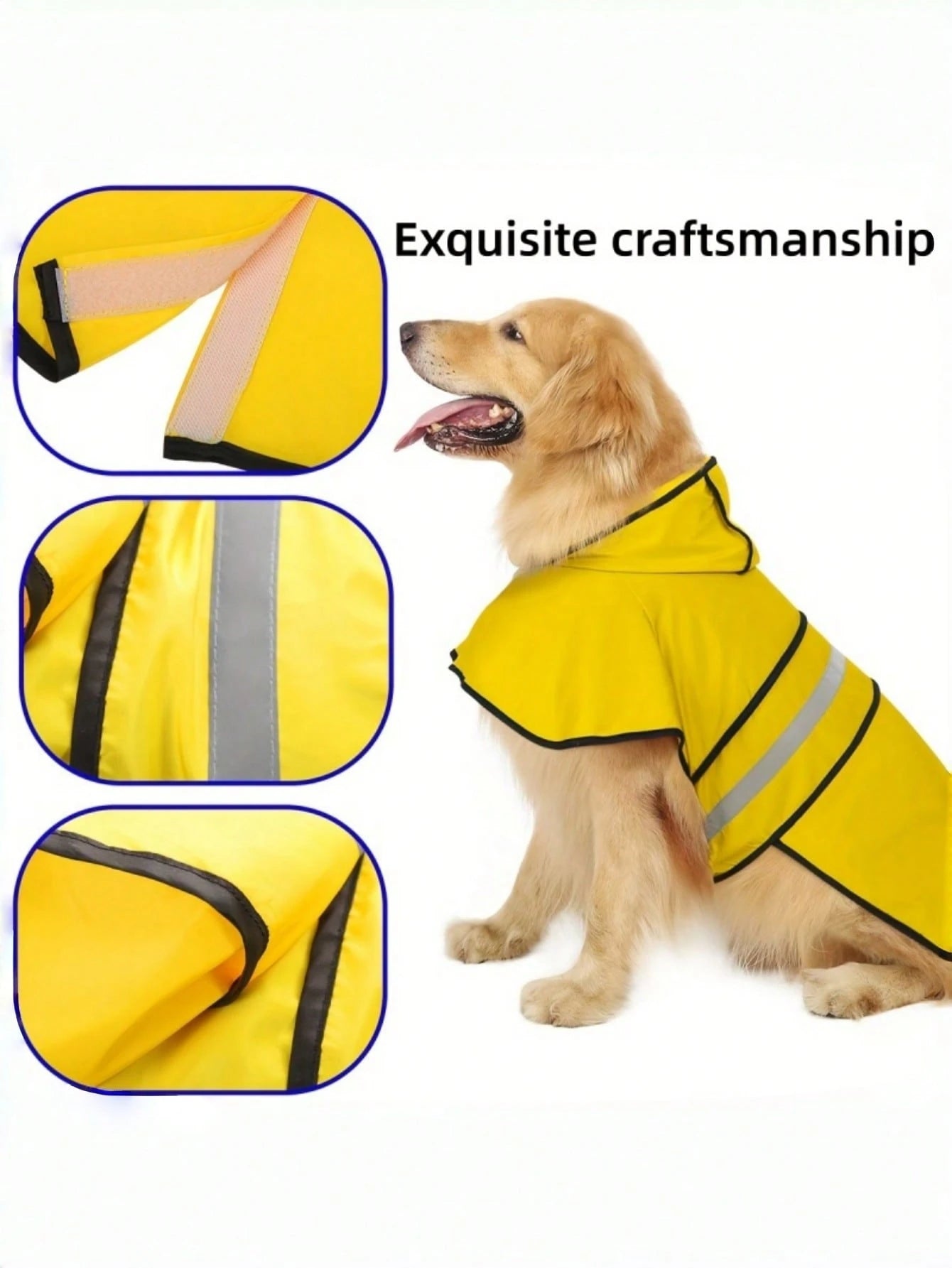 Waterproof Reflective Dog Raincoat With Leash Hole, Breathable Lightweight Pet Raincoat, Adjustable For Small, Medium And Large Dogs, All-Weather Outdoor