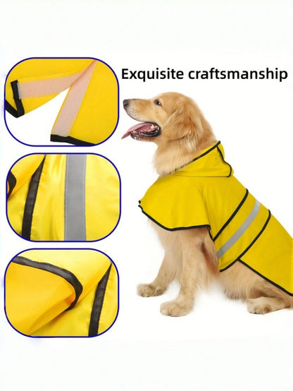 Waterproof Reflective Dog Raincoat With Leash Hole, Breathable Lightweight Pet Raincoat, Adjustable For Small, Medium And Large Dogs, All-Weather Outdoor