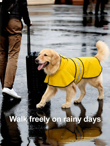 Waterproof Reflective Dog Raincoat With Leash Hole, Breathable Lightweight Pet Raincoat, Adjustable For Small, Medium And Large Dogs, All-Weather Outdoor