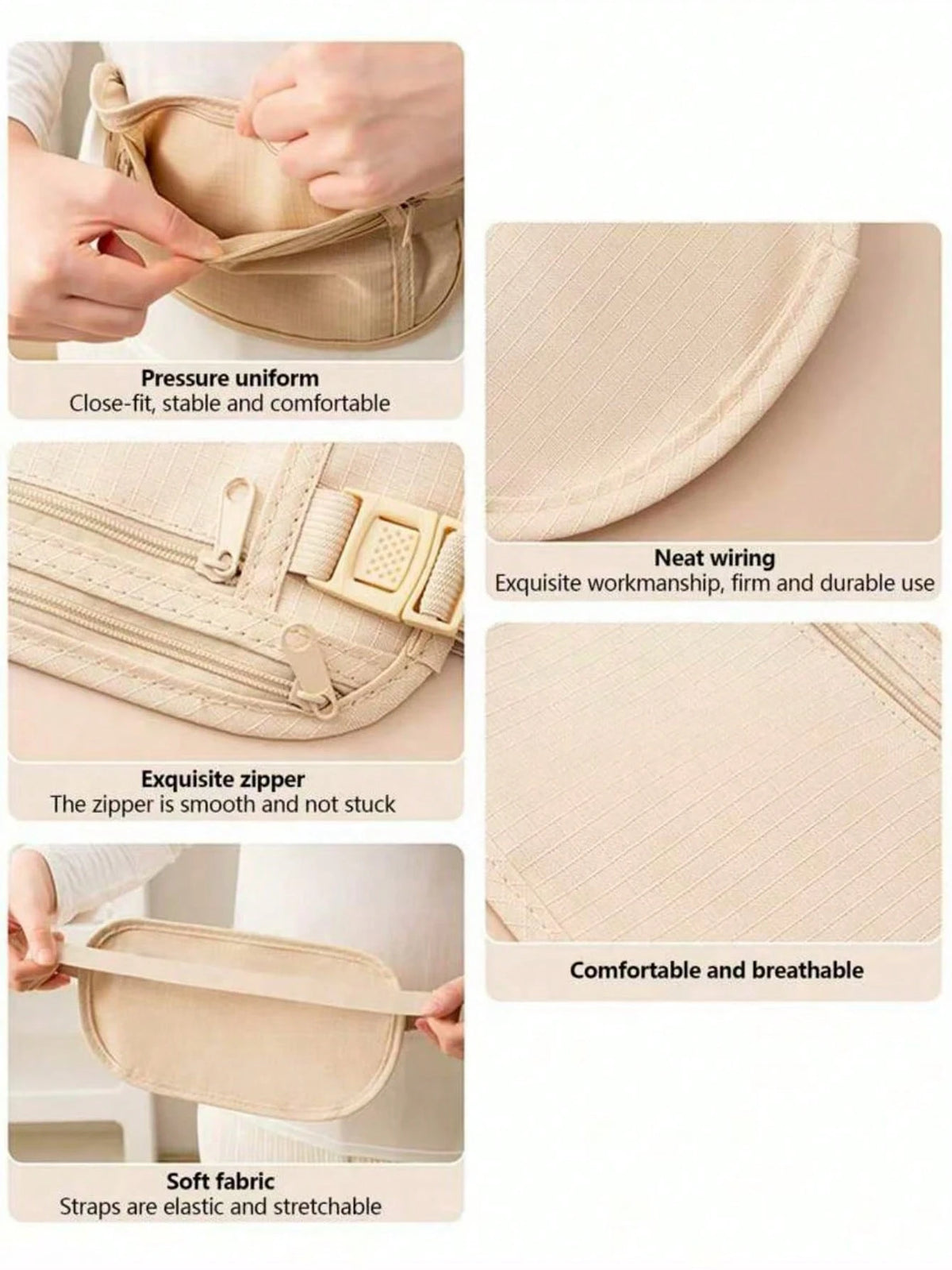 Waterproof RFID Anti-Theft Travel Waist Bag For Women, Running Waist Bag For Women, Outdoor Running Belt Bag For Fitness Training, Hidden Secure Money Pouch, Suitable For Daily Sports, Running, Hiking