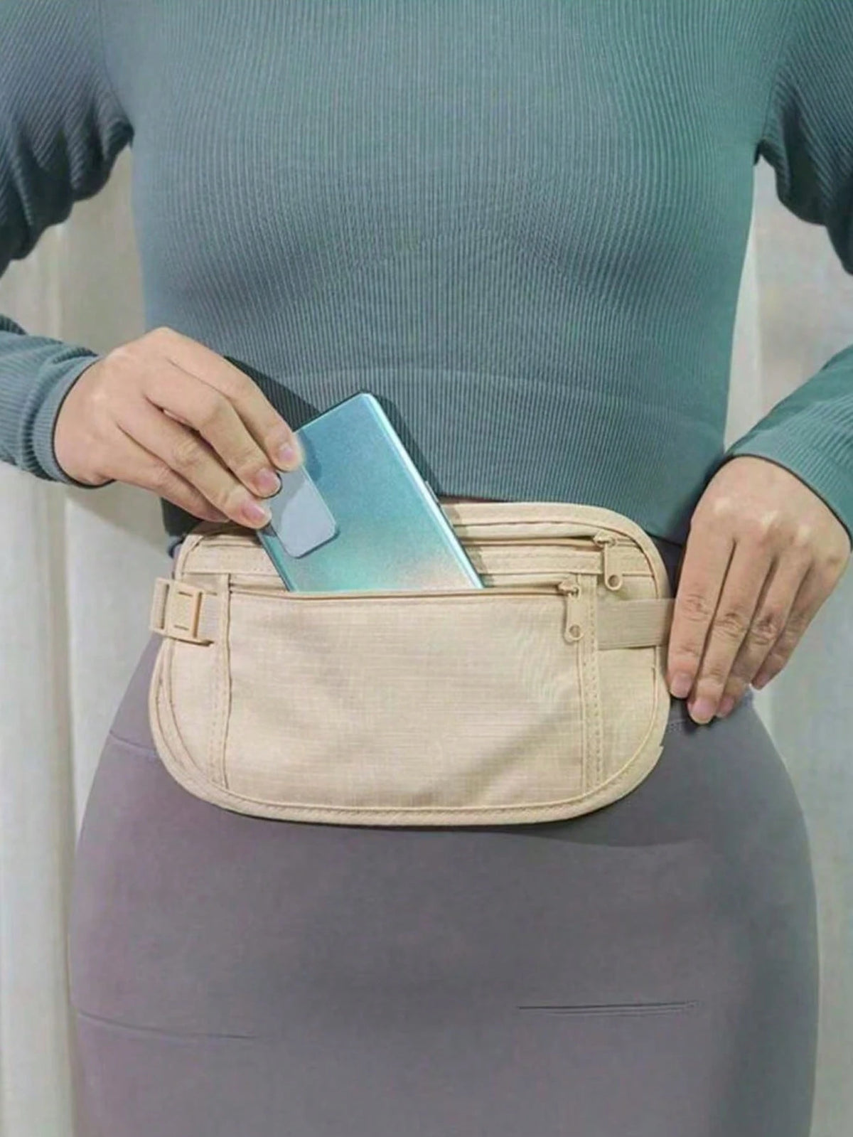 Waterproof RFID Anti-Theft Travel Waist Bag For Women, Running Waist Bag For Women, Outdoor Running Belt Bag For Fitness Training, Hidden Secure Money Pouch, Suitable For Daily Sports, Running, Hiking