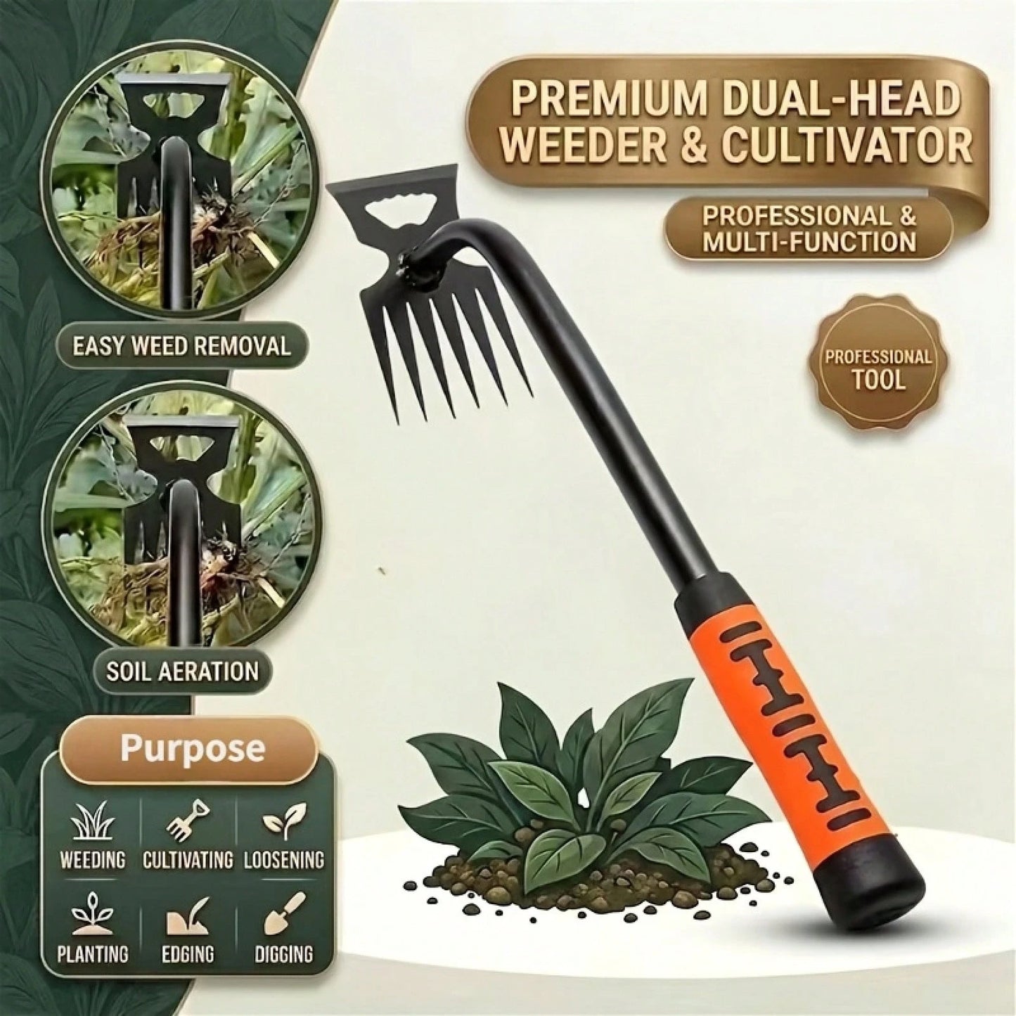 Weeder, Portable Gardening Weeder Easily Removes Weeds From The Roots, With An Ergonomic Handle, Suitable For Yards, Gardens, And Farms.