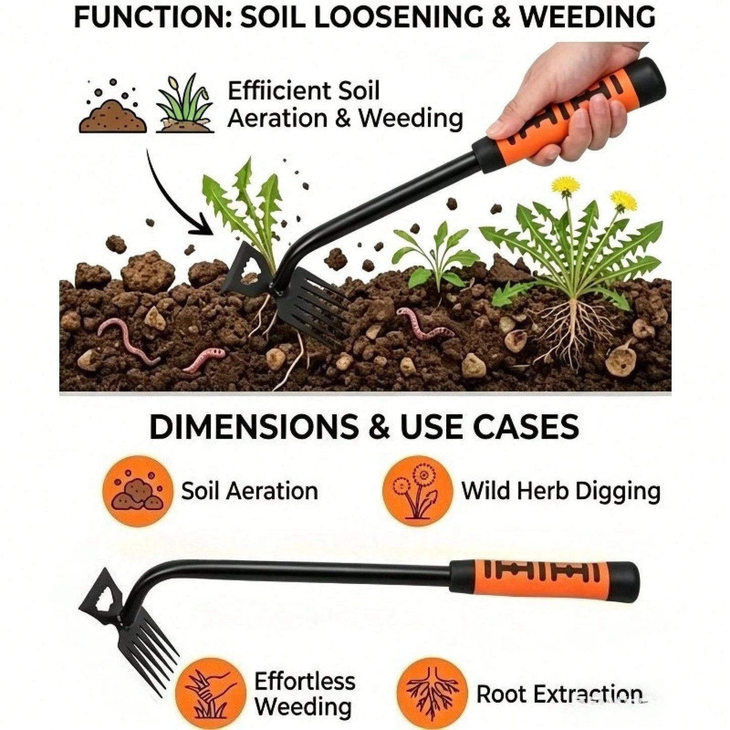 Weeder, Portable Gardening Weeder Easily Removes Weeds From The Roots, With An Ergonomic Handle, Suitable For Yards, Gardens, And Farms.